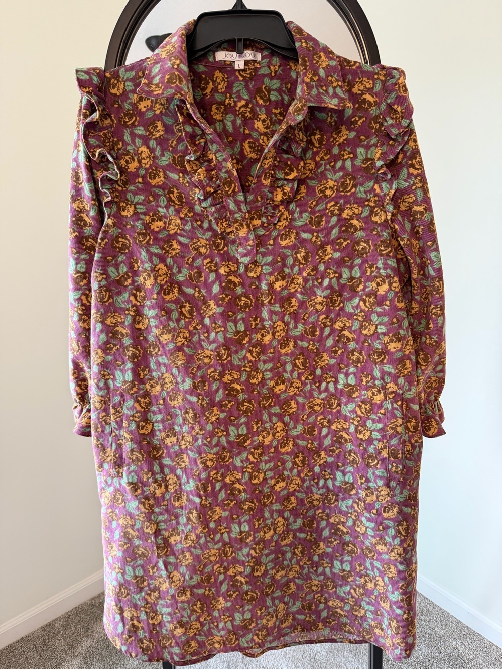 Cottage Vintage Joy Joy Floral Ruffle Collar Shift Dress